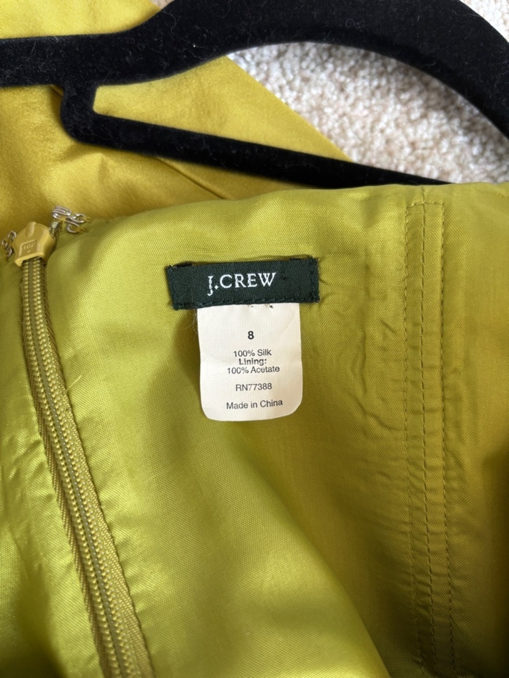 J.Crew 100% Silk Knot Front Cocktail Dress Size 8 Chartreuse Green Fit & Flare - Picture 3 of 12